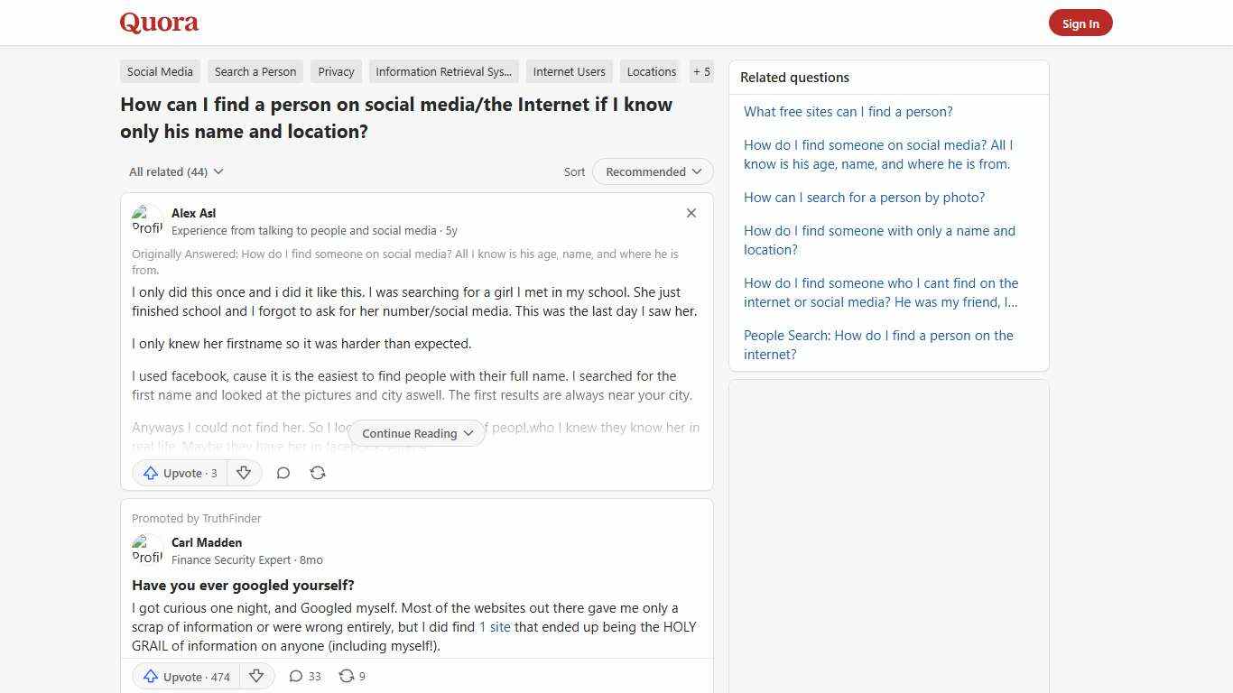 How to find a person on social media/the Internet if I know only his name and location - Quora